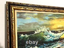 Rossini Hand Signed Oil On Canvas Painting Original Frame 52 x 32 Rare Vintage