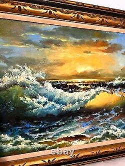 Rossini Hand Signed Oil On Canvas Painting Original Frame 52 x 32 Rare Vintage