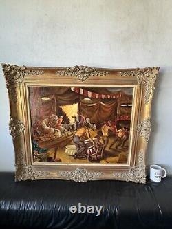 Roy Mosier Antique Art Deco Figurative Wpa Oil Painting Old Realism Gay Circus
