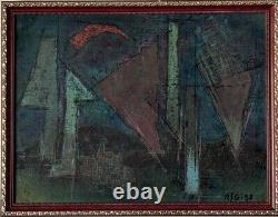 Rsg Antique MID Century Modern Abstract Oil Painting Old Vintage 1952