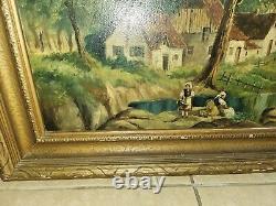 S. VASCONCELLOS SIGNED Oil PAINTING 50x31 ANTIQUE Large