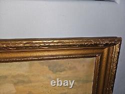 S. VASCONCELLOS SIGNED Oil PAINTING 50x31 ANTIQUE Large