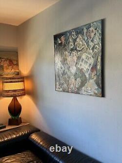 Sergio B Antique MID Century Modern Abstract Expressionist Oil Painting Old 1960