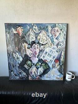 Sergio B Antique MID Century Modern Abstract Expressionist Oil Painting Old 1960