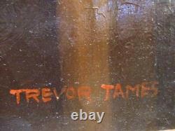 Signed Antique Trevor James Still Life Oil PAINTING Original wood frame