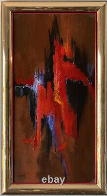 Stephen Skerce Antique Modern Abstract Expressionist Oil Painting Old Vintage 68