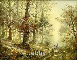 Stunning Original Oil on Canvas Beautiful Fall By Julius Polek Framed & Signed