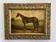 Vtg. American Lovely Horse Oil Painting On Board In Gold Picture Frame
