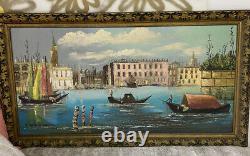 Vintage Italy Italian Landscape Mid-Century Oil Painting Signed By Artist