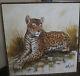 Vintage Large J Walker Signed Oil Painting Cheetah Leopard Original Frame 37