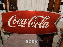 Vintage Original Antique Gas Oil General Store Large Coca-cola Sign In Nice