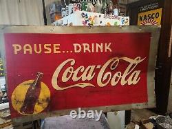 Vintage Original Antique Gas Oil General Store Large Tin Sign 1941 Coca-cola