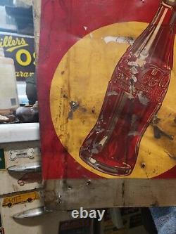 Vintage Original Antique Gas Oil General Store Large Tin Sign 1941 Coca-cola