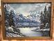Vintage Signed Jfm Winter Mountain Winterscape Oil Painting Gorgeous Large