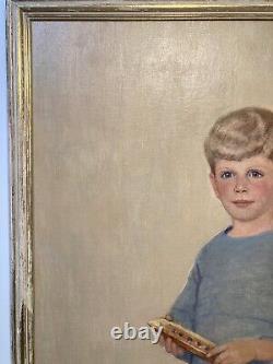 Virginia Keep Clark Young Boy Portrait Illustrator Antique Large Oil Painting