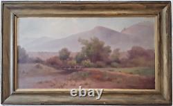 West Texas Landscape, AMERICANA, Antique Oil / Panel, 16 by 30, Exceptional