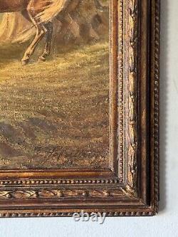 William Alfred Hofstetter Antique Man Portrait Oil Painting Double Sided Horses