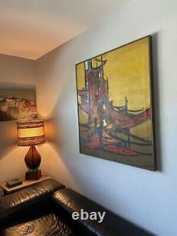 William Cathcart Antique Modern Abstract Oil Painting Old Vintage Cubism 1964