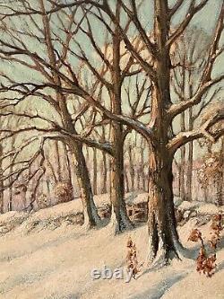 Wonderful Antique Plein Air Landscape Impressionist Oil Painting Old Winter Snow