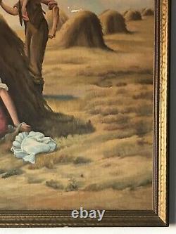 19ème C Ancienne Peinture À L'huile De Paysage Figurative Vieux Surréaliste Impressionniste