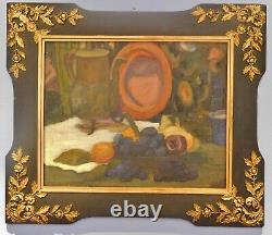 Adele Andres C. 1920 Peinture à l'huile de nature morte post-impressionniste antique vibrante