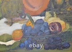 Adele Andres C. 1920 Peinture à l'huile de nature morte post-impressionniste antique vibrante