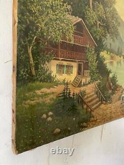 Alver Regli Antique Plein Air Paysage Impressionniste Peinture À L'huile Vieux 1913