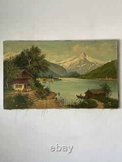 Alver Regli Antique Plein Air Paysage Impressionniste Peinture À L'huile Vieux 1913