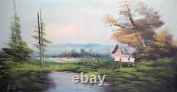 Ancienne Impressionniste Peinture À L'huile Bois Maison Paysage