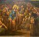 Antique Huile Sur Panneau Peinture Christ Religion Cadre En Bois Caractère Rare Vieux 19ème