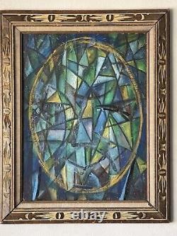 Antique MID Century Modèle Abstract Oil Painting Old Vintage Cubist Cubism 1950s