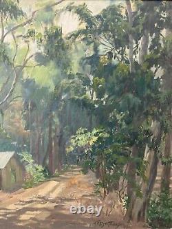 Beau ancien tableau à l'huile de paysage de Californie en plein air, ADDISON JOHNSON