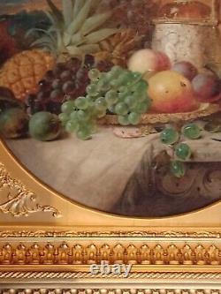 Beau grand tableau de nature morte ancienne à l'huile de fruits de James Poulton des années 1860