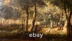 Camile Corot (1796-1875) Antique Large Huile Paysage Impressionnaire Signé Framed