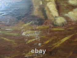 Charmante peinture à l'huile ancienne du 19ème siècle - Grande famille de chats et chatons - 45 Cuevas, ancienne.