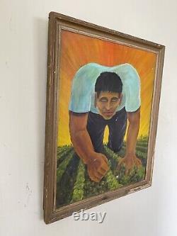 Fantastique Peinture à l'huile d'un homme cubiste antique : Art mexicain ancien, vintage, moderne de 1951.