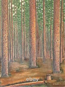 Fine Antique California Plein Air Redwood Forest Paysage Peinture À L'huile Vieille 1930
