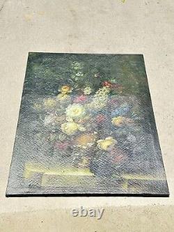 Fleurs rares de nature morte, huile sur toile de 3 pieds sur 4 pieds, œuvre d'art antique du 20e siècle.