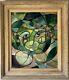 Grand Tableau Abstrait Cubiste D'huile D'art Moderne Ancien Vintage Cubisme Des AnnÉes 1950