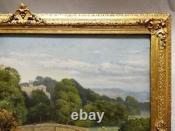 Geo H. Wimpenny, Haddon Hall, Peinture à l'huile ancienne sur toile signée du début du XXe siècle