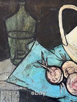 Grand Charles Levier - Peinture à l'huile abstraite moderne d'antiquité française 1959