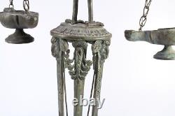 Grand Grand Tour Antique Huile Romaine Lampe Stand