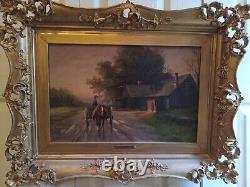 Grand antique 19ème siècle. Huile sur toile paysage signé Albert Milton artiste répertorié