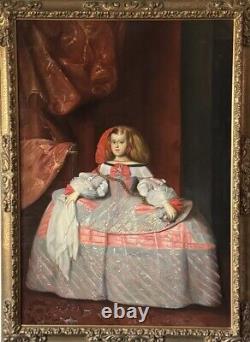 Grand portrait à l'huile d'une célèbre femme antique, la reine Marguerite Thérèse d'Espagne