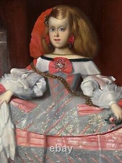 Grand portrait à l'huile d'une célèbre femme antique, la reine Marguerite Thérèse d'Espagne