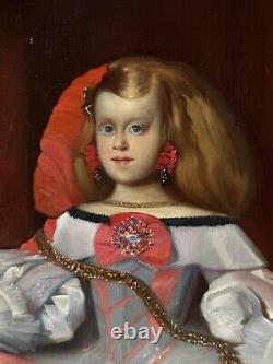 Grand portrait à l'huile d'une célèbre femme antique, la reine Marguerite Thérèse d'Espagne