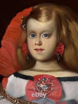 Grand portrait à l'huile d'une célèbre femme antique, la reine Marguerite Thérèse d'Espagne