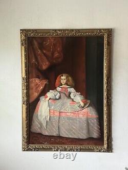 Grand portrait à l'huile d'une célèbre femme antique, la reine Marguerite Thérèse d'Espagne