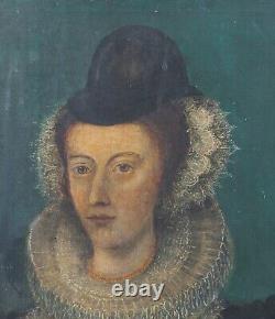 Grand portrait de cour antique de Marie reine des Écossais (1542-1587) Marie Stuart