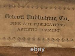 Grande Peinture À L'huile Antique Paysage Detroit Publishing Co Label Signé S Vasiu